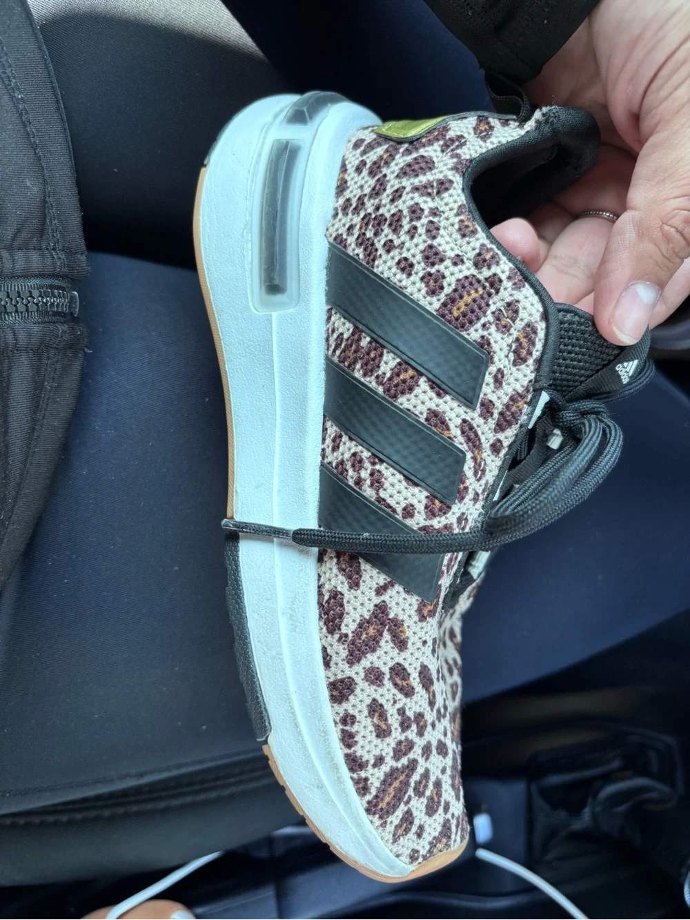 Adidas Girls Leopard-Print Athletic Sneakers - Black & Brown size 2.5